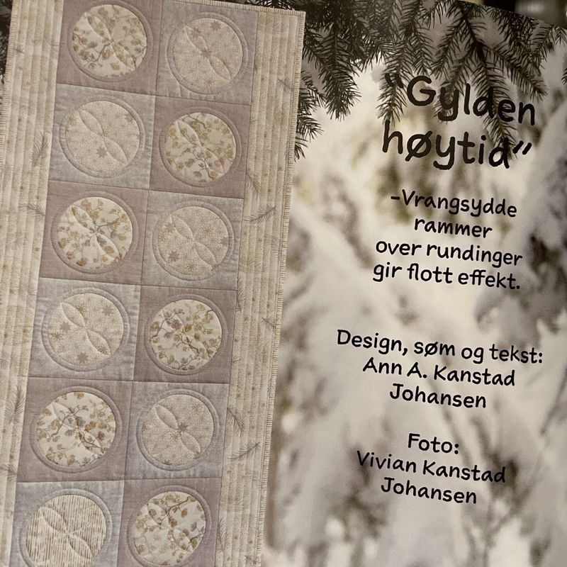 Gylden høytid - mpk.løper og 2 puter i beige toner