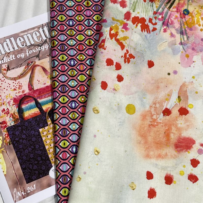 Handlenett - materialpakke med stoffer til 4 nett i ulike str